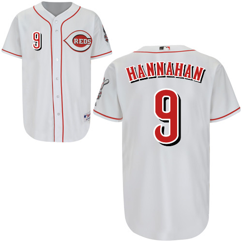 Jack Hannahan #9 Youth Baseball Jersey-Cincinnati Reds Authentic Home White Cool Base MLB Jersey